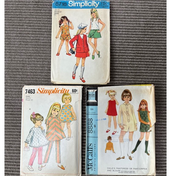 Simplicity Other - Vintage 1960s 70s Sewing Pattern Lot Simplicity 8718 7463 McCall's 8888 Mod Kids